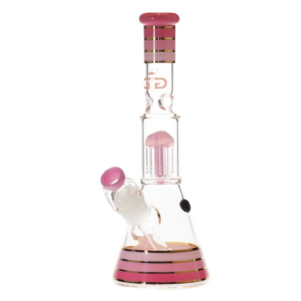 Bongo szklane lodowe Grace Glass Golden Line Pink 32cm