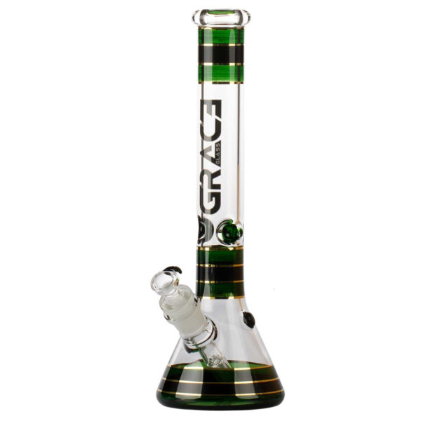 Bongo szklane lodowe Grace Glass Striped Series Green 42cm