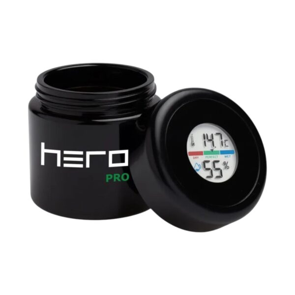 Szklany pojemnik bezzapachowy z higrometrem HERO PRO 100ml