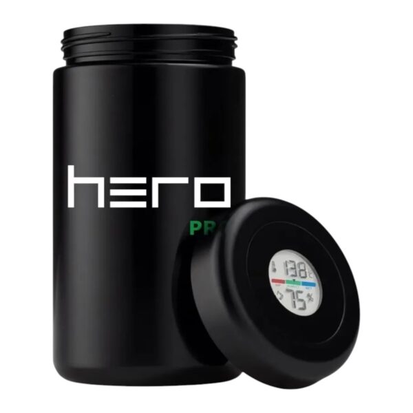 Szklany pojemnik bezzapachowy z higrometrem HERO PRO 2000ml