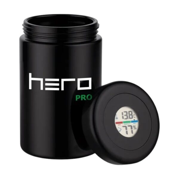 Szklany pojemnik bezzapachowy z higrometrem HERO PRO 400ml