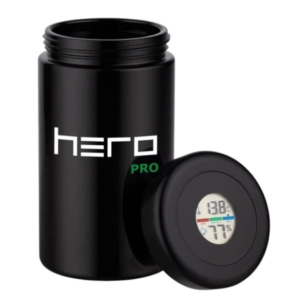 Szklany pojemnik bezzapachowy z higrometrem HERO PRO 500ml