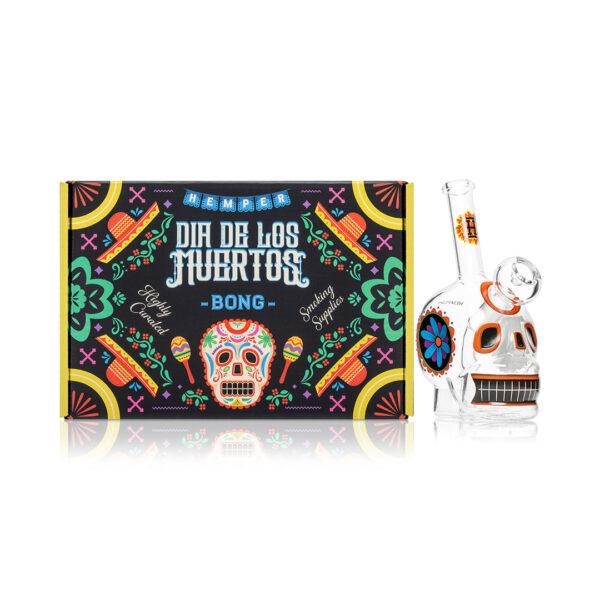 Szklane bongo HEMPER Dia De Los Muertos Skull 15cm