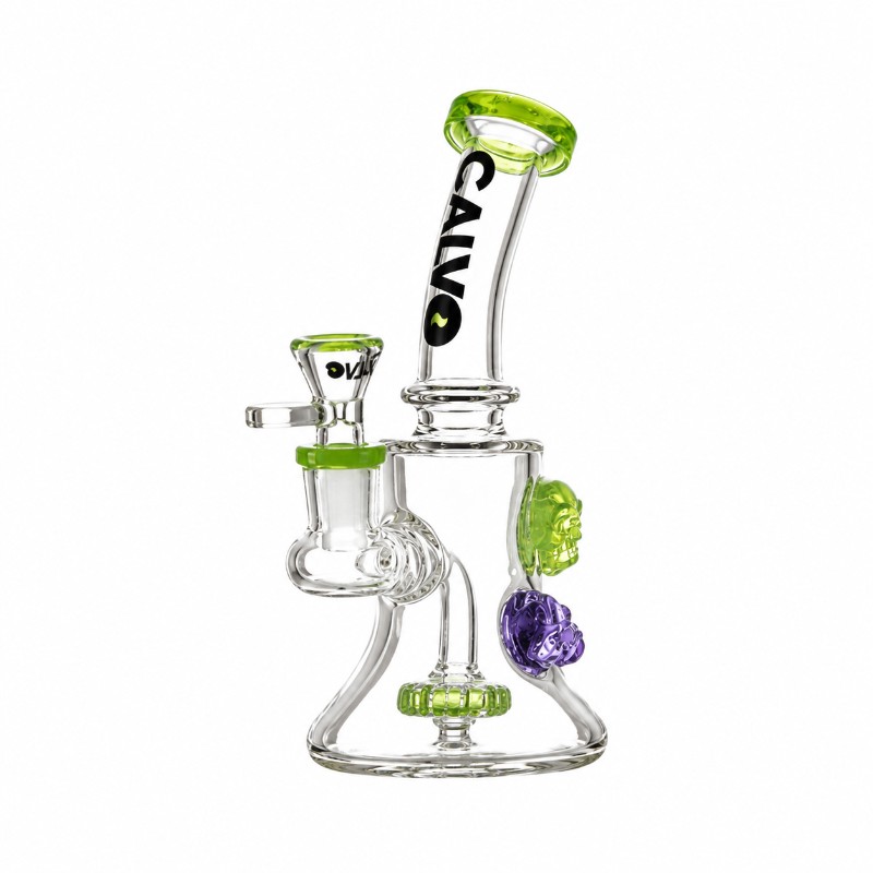 Szklane bongo Calvo Skull Rig Green 19cm