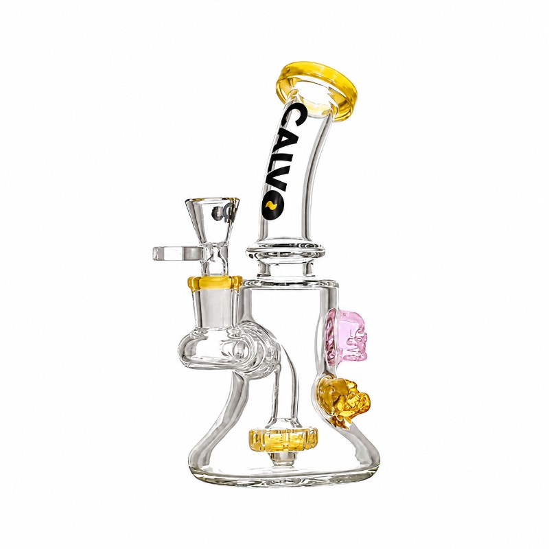 Szklane bongo Calvo Skull Rig Yellow 19cm